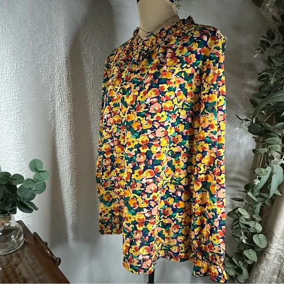 NWT BTFBM Floral Long Sleeve Blouse - Multicolor Large - Picture 4 of 13